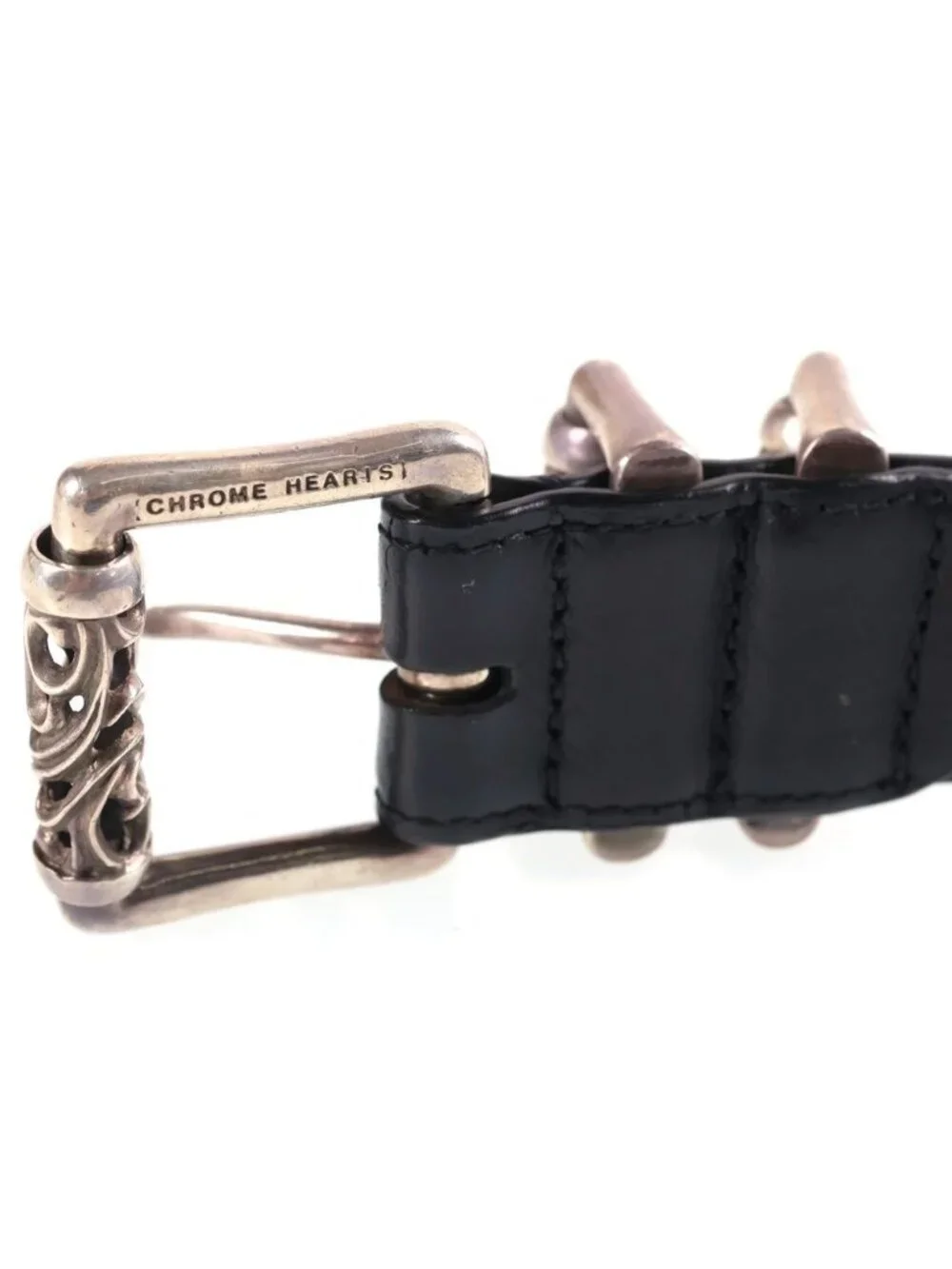 Chrome Hearts Roller Buckle Leather Belt Silver